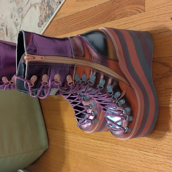 Sugar Thrillz Purple and Blue Heeled Boots - Picture 4 of 4